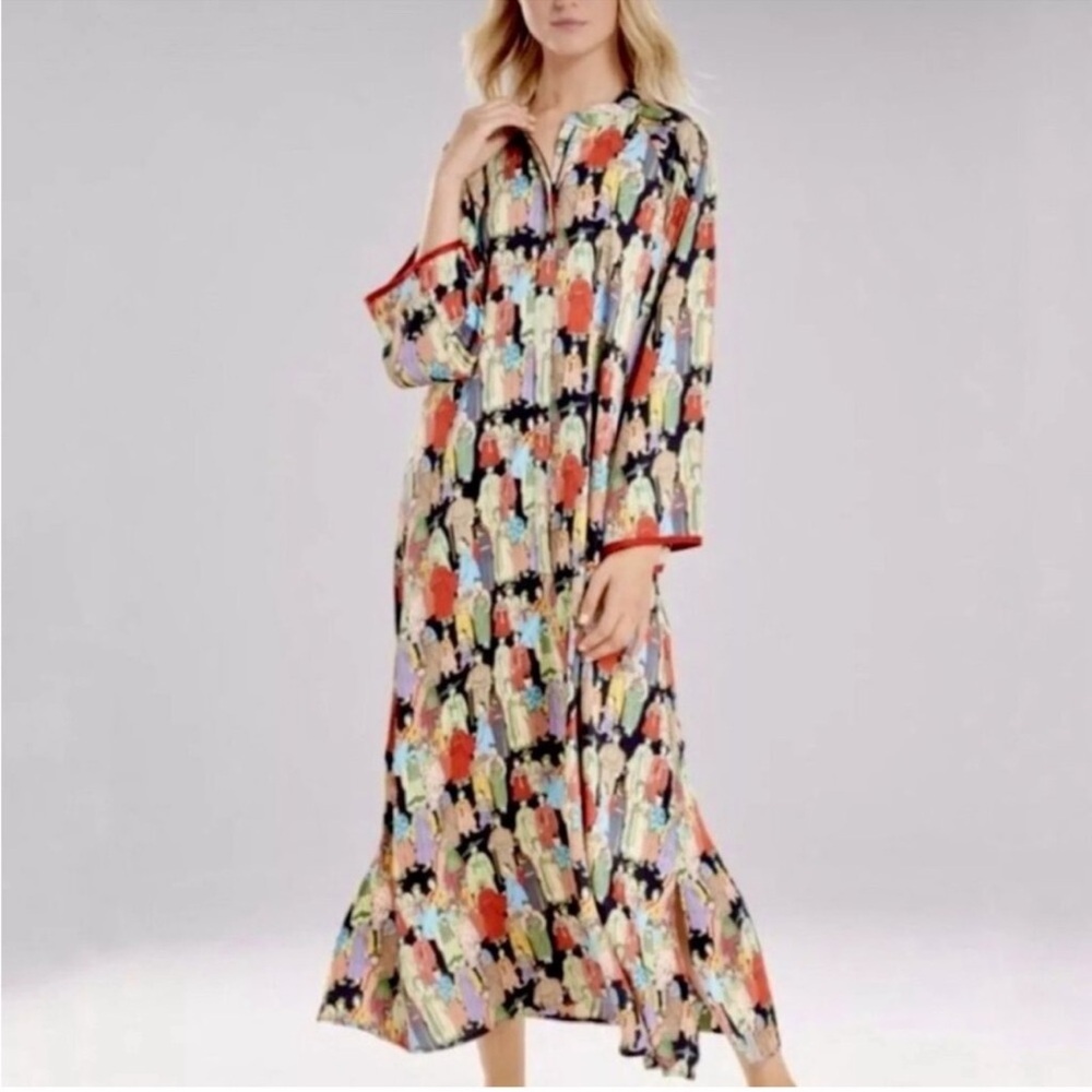 Natori Dynasty Kimono Maxi Long Robe Designer Luxury Housecoat Asian Images XL